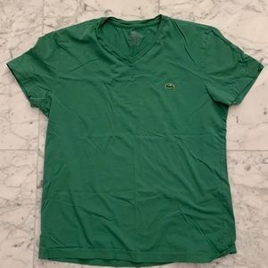 Lacoste green v neck mens T shirt. Size small